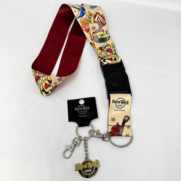 Vintage Hard Rock Hotel Las Vegas Keychain Lanyard Metal Classic Collect RARE - Picture 2 of 5
